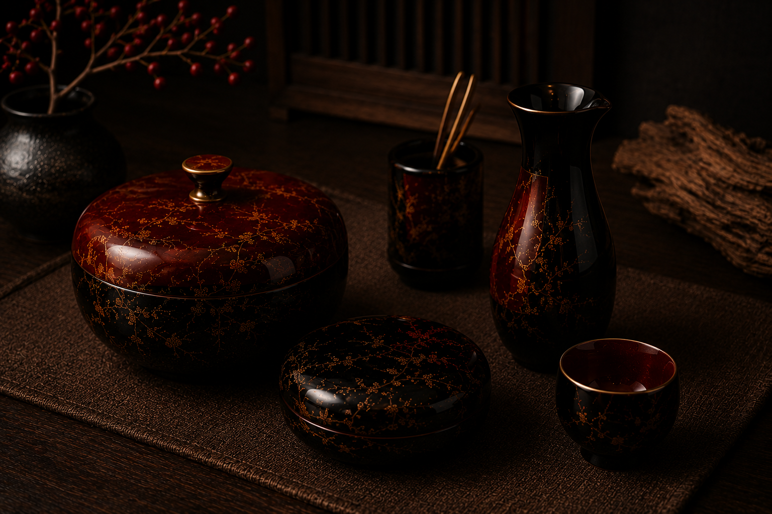 Lacquered Tea Objects