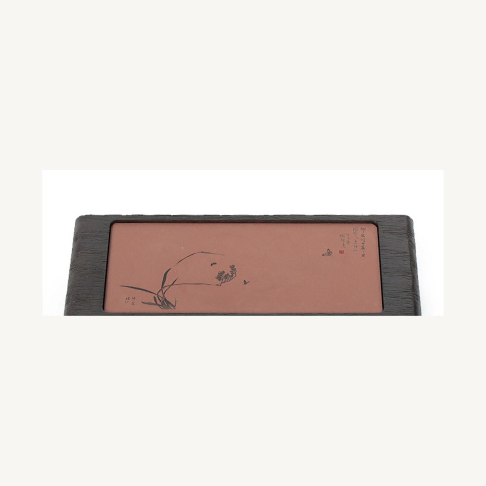 Red Minnan Brick Gongfu Dry Tea Tray for Chinese Tea Rituals - Butterfly And Flower