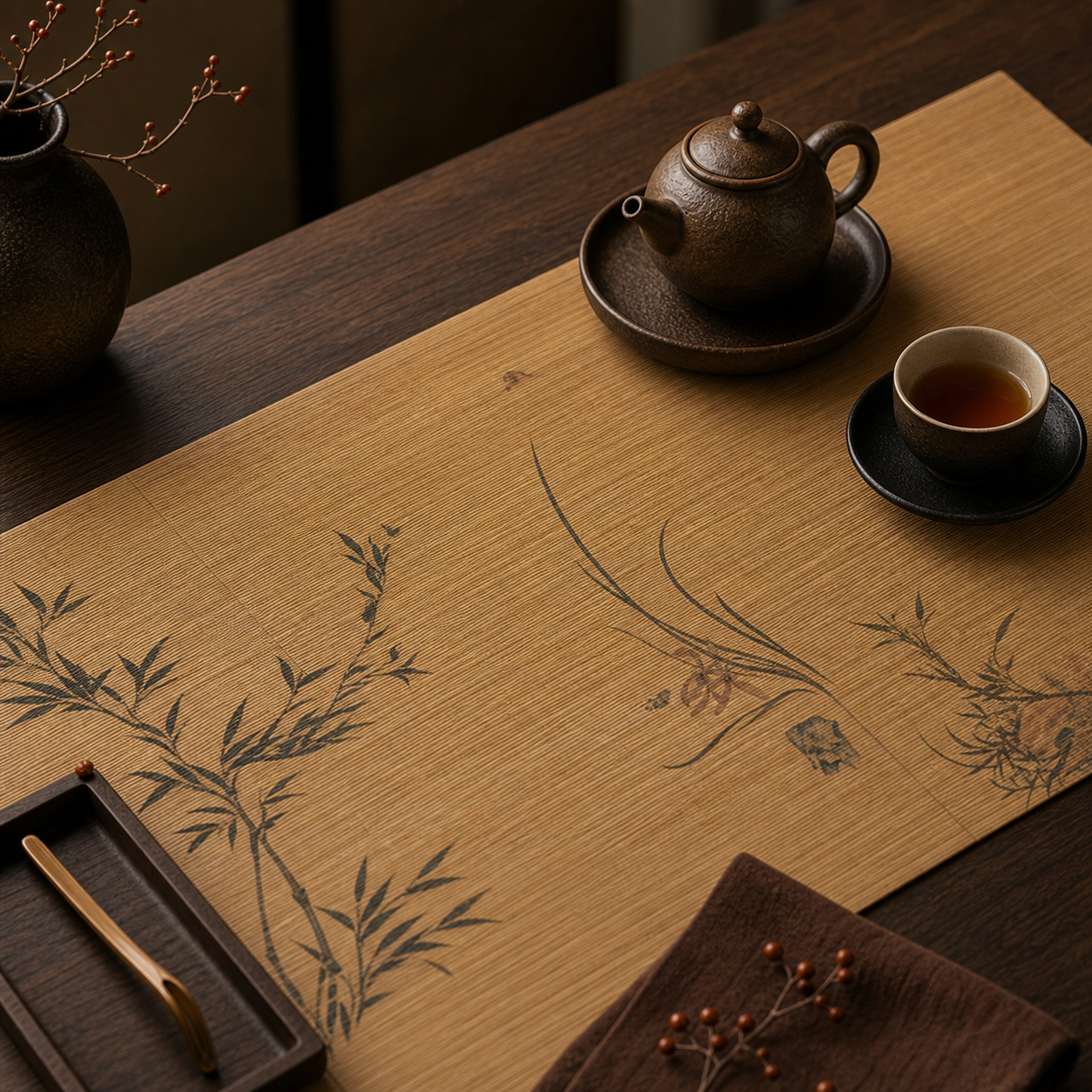 Bamboo Chinese Tea Mat for Gongfu Table