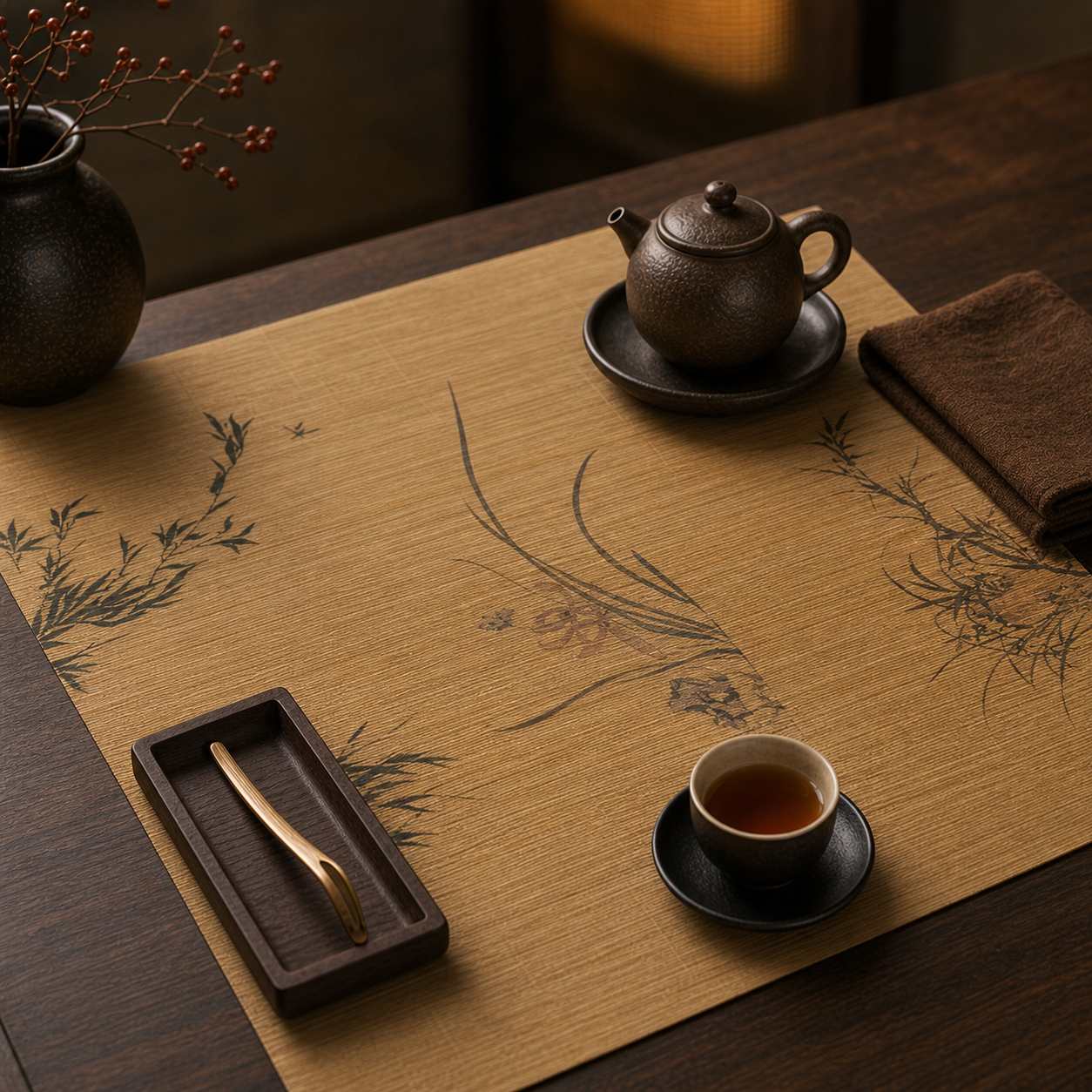 Bamboo Chinese Tea Mat for Gongfu Table