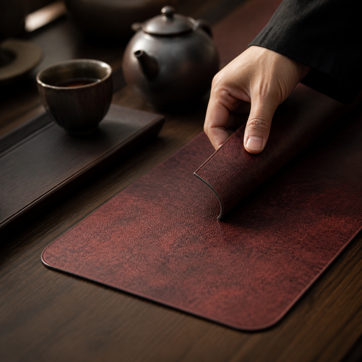 Leather Chinese Tea Mat for Gongfu Table
