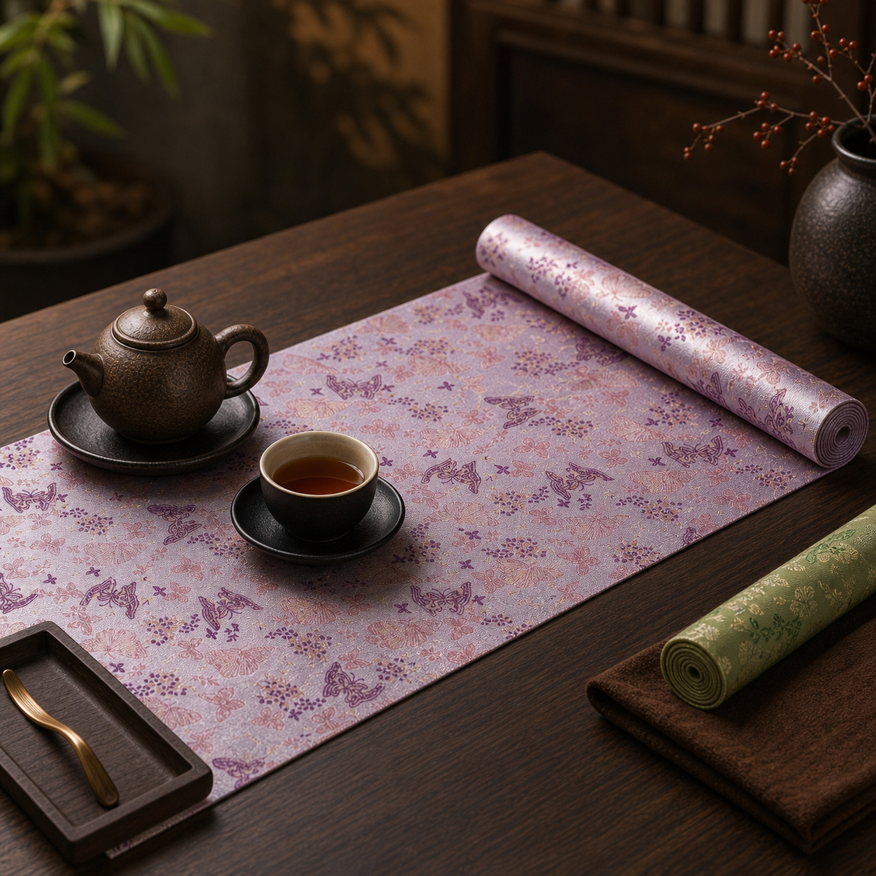 Butterfly Chinese Tea Mat for Gongfu Table