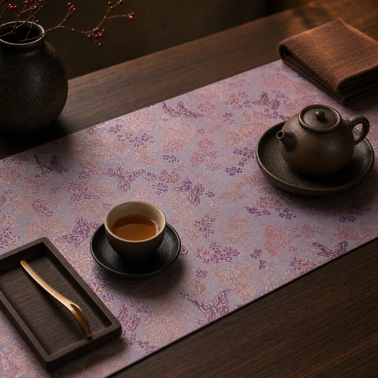 Butterfly Chinese Tea Mat for Gongfu Table