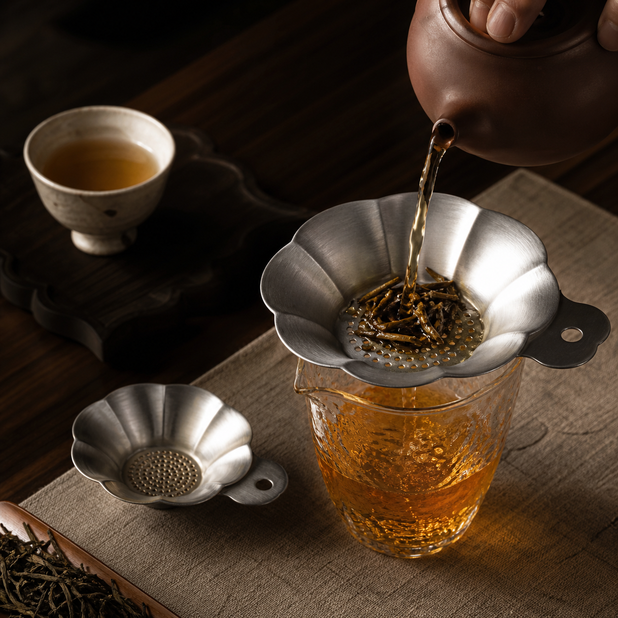 Pine Chinese Tea Strainer for Chinese Tea Rituals