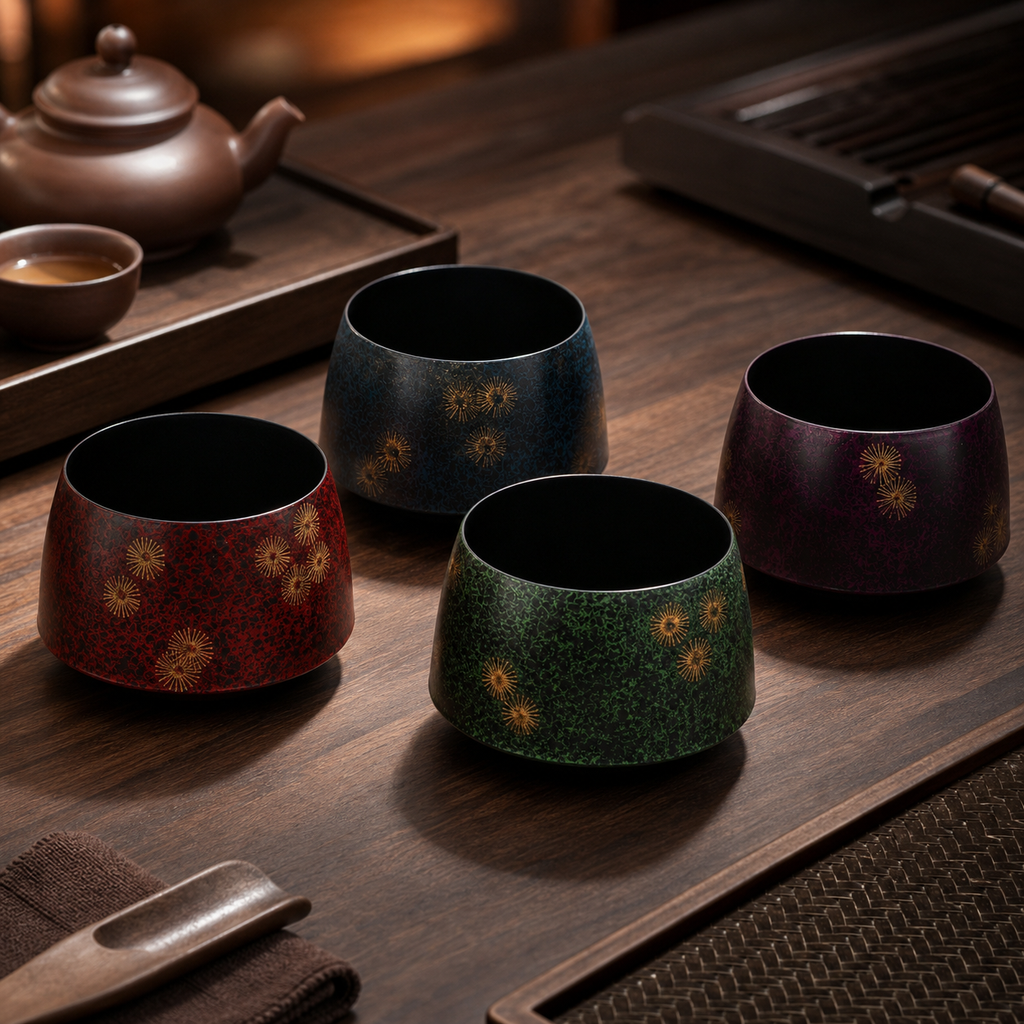 Lacquer Tea Waste Bowl - 漆器建水非花紫
