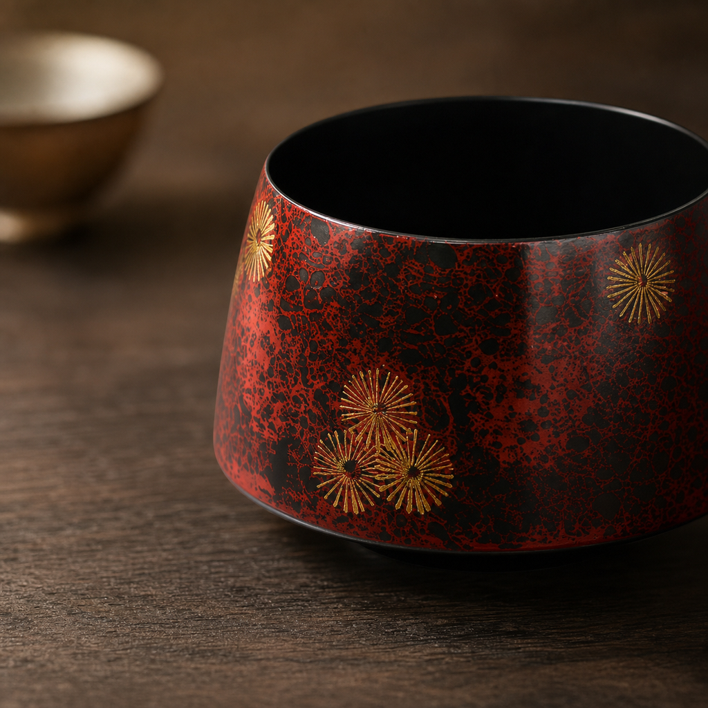 Lacquer Tea Waste Bowl - 漆器建水非花紫