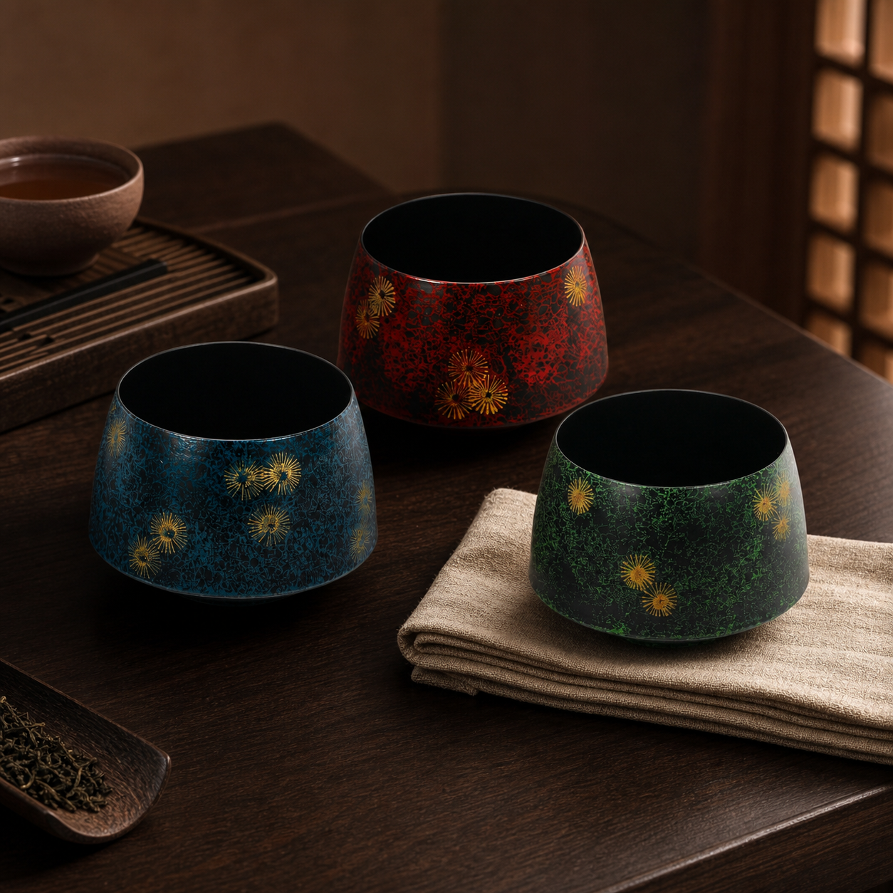 Lacquer Tea Waste Bowl - 漆器建水非花紫
