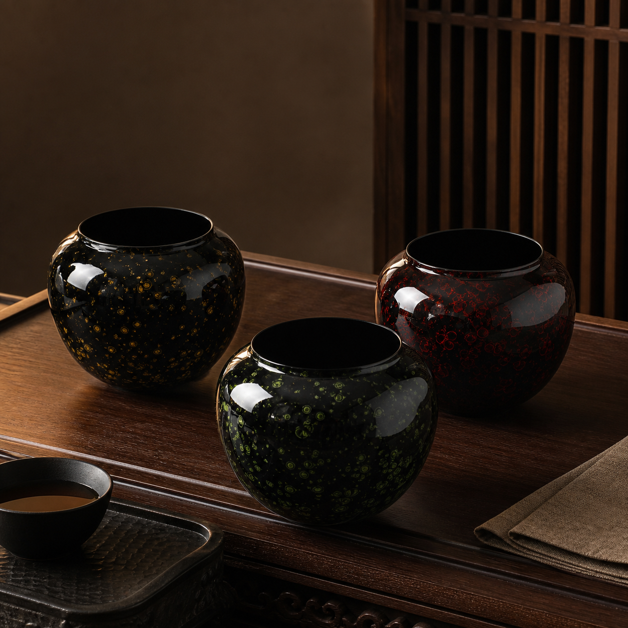 Lacquer Tea Waste Bowl - 漆器建水虚谷