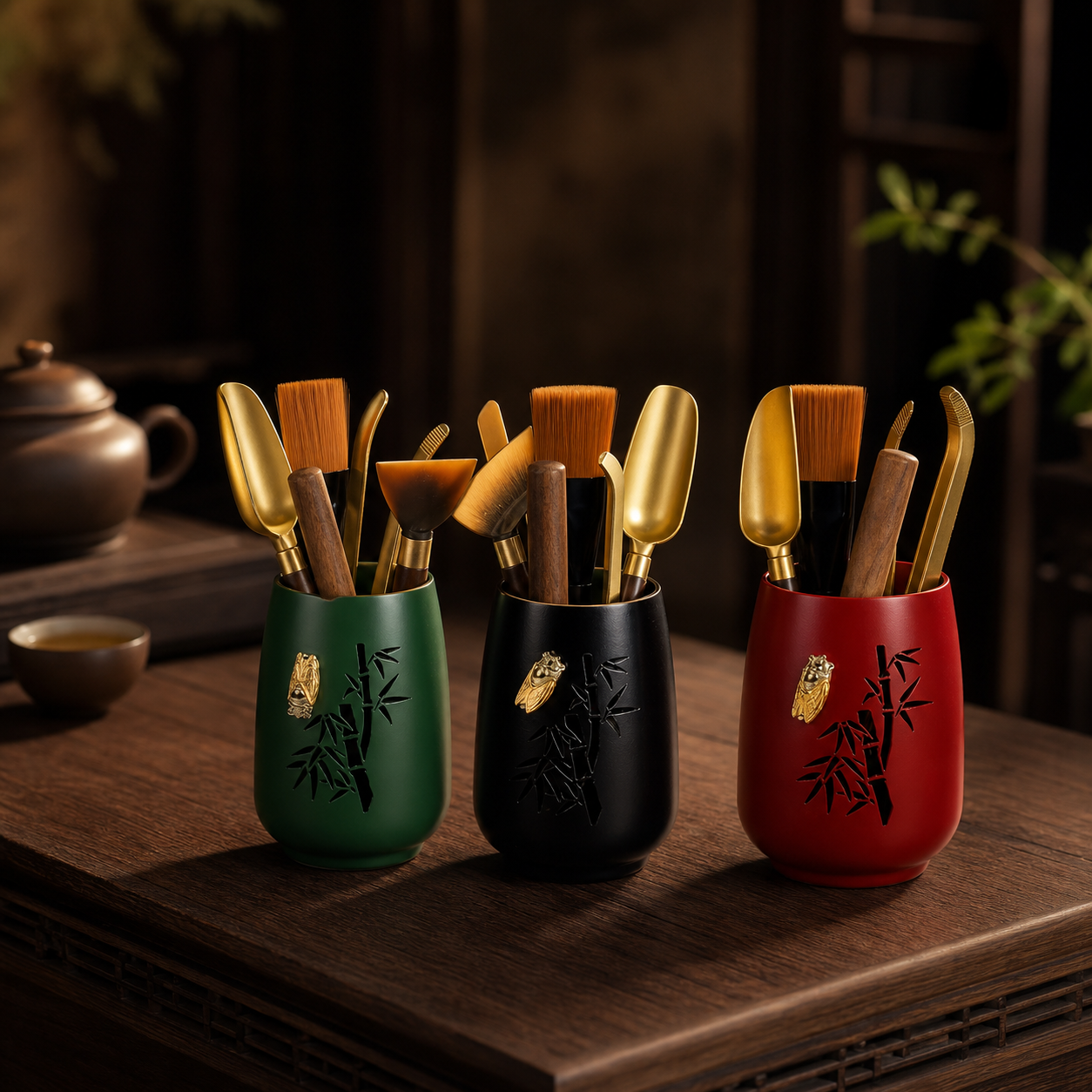Chinese Tea Utensil Set - 老铁漆器茶道鸣夏