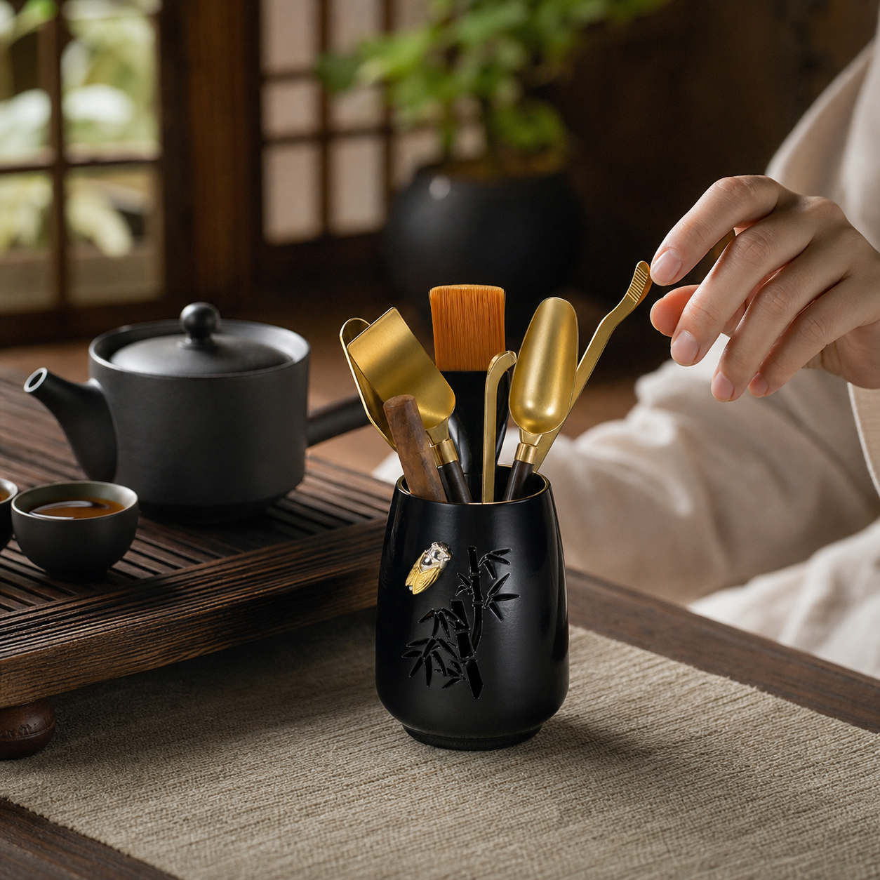Chinese Tea Utensil Set - 老铁漆器茶道鸣夏