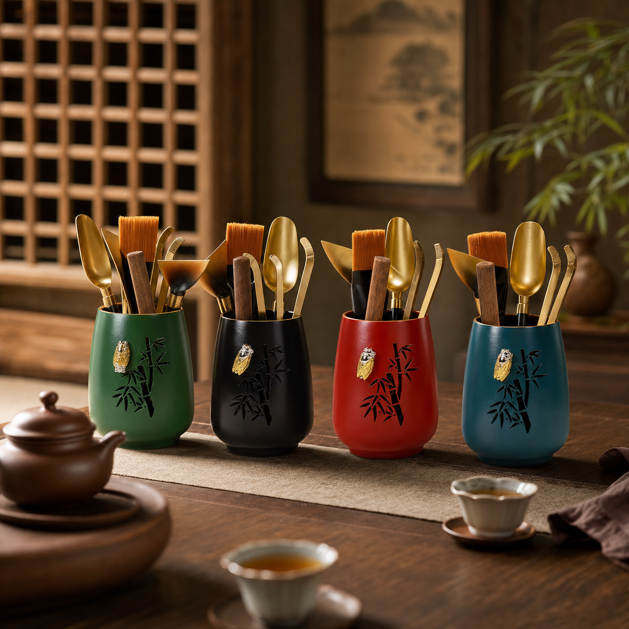Chinese Tea Utensil Set - 老铁漆器茶道鸣夏