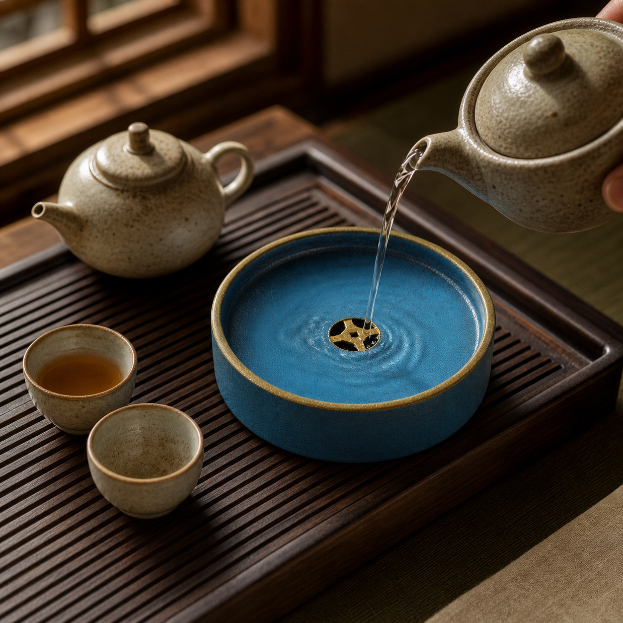 Chinese Tea Accessory - 漆器盛水古钱