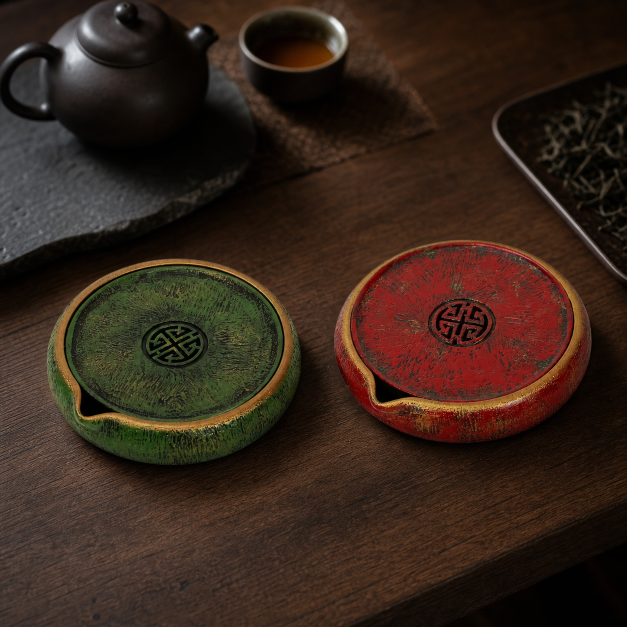 Gongfu Tea Tray - 漆器珠圆干泡