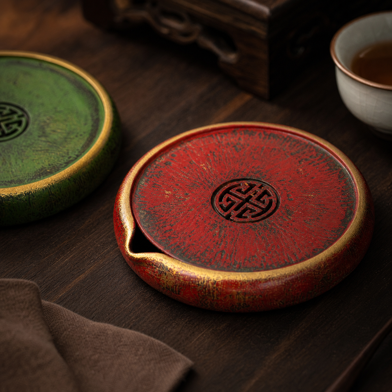 Gongfu Tea Tray - 漆器珠圆干泡