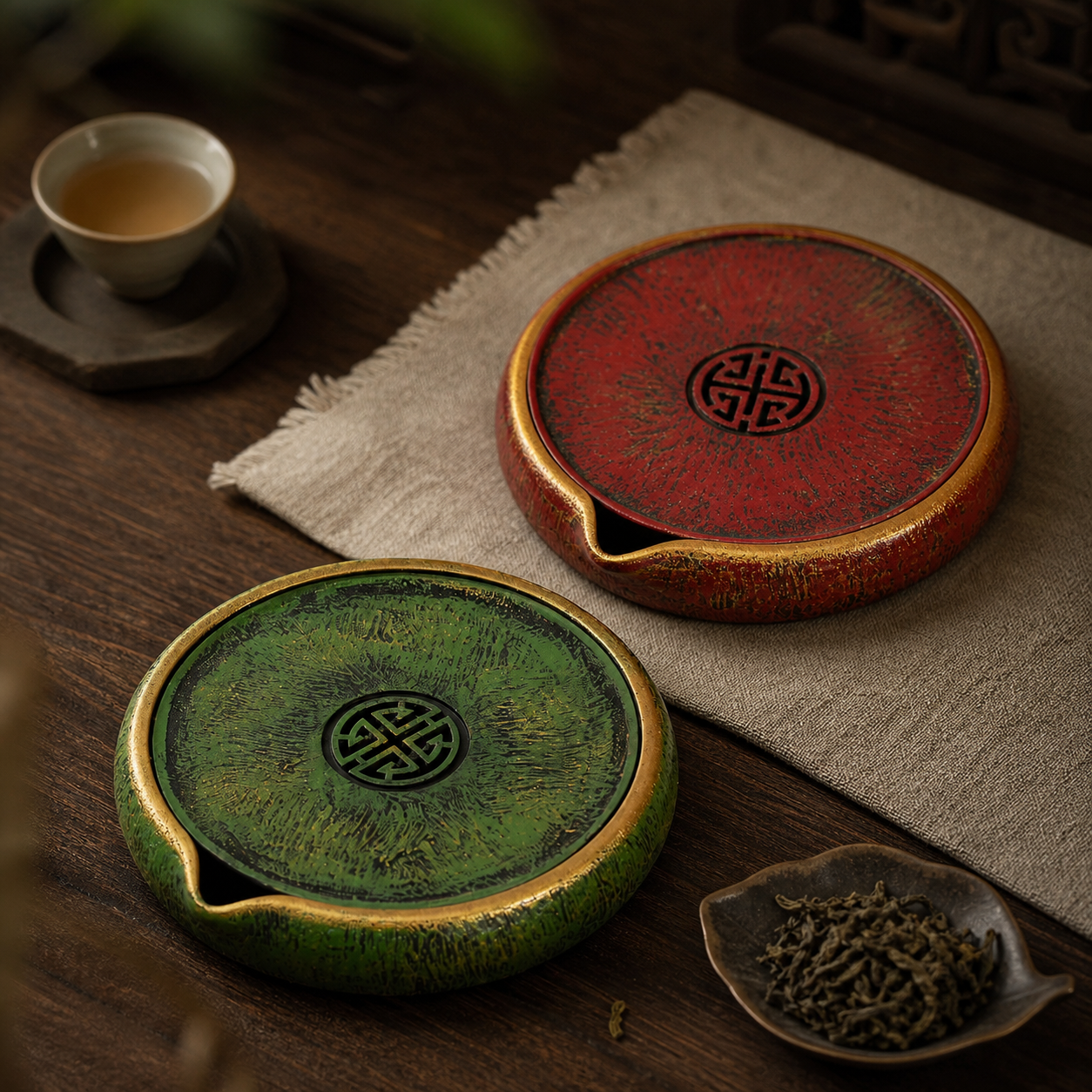 Gongfu Tea Tray - 漆器珠圆干泡