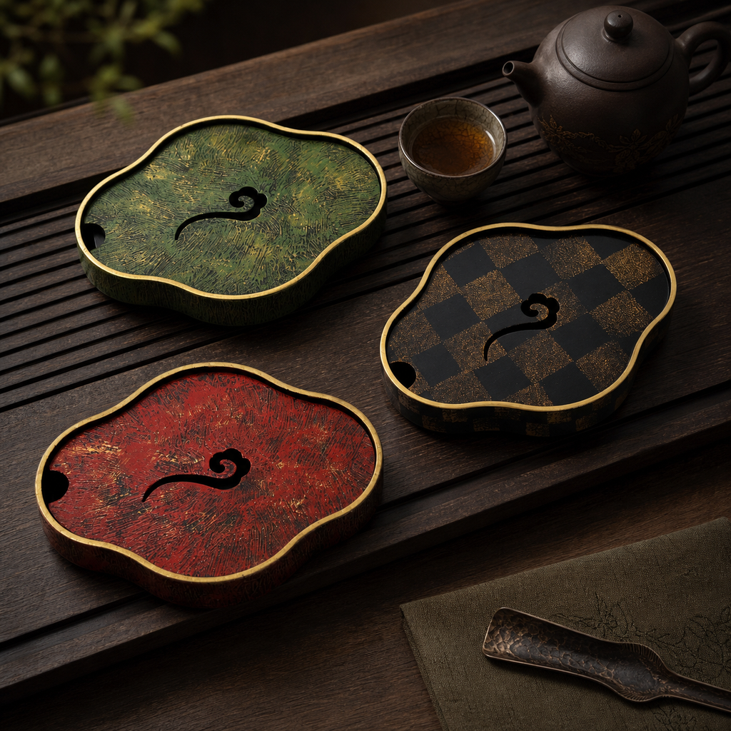 Gongfu Tea Tray - 漆器干泡盘祥云