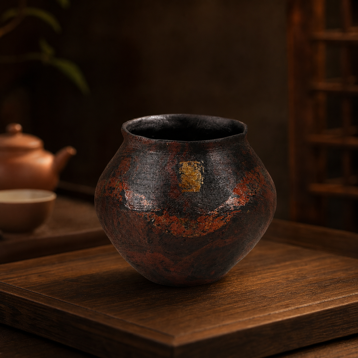 Lacquer Tea Waste Bowl - 大漆脱胎建水敦煌