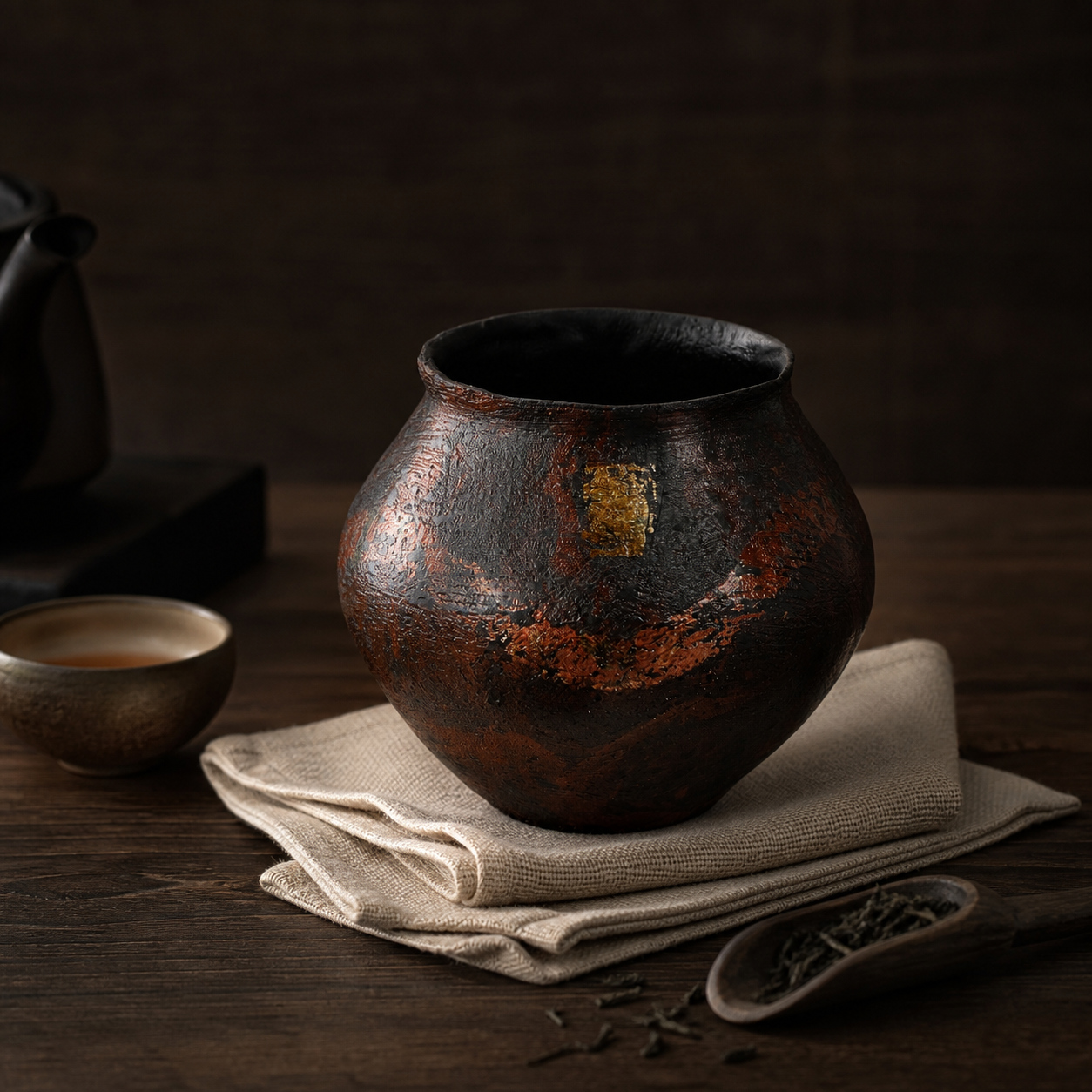 Lacquer Tea Waste Bowl - 大漆脱胎建水敦煌