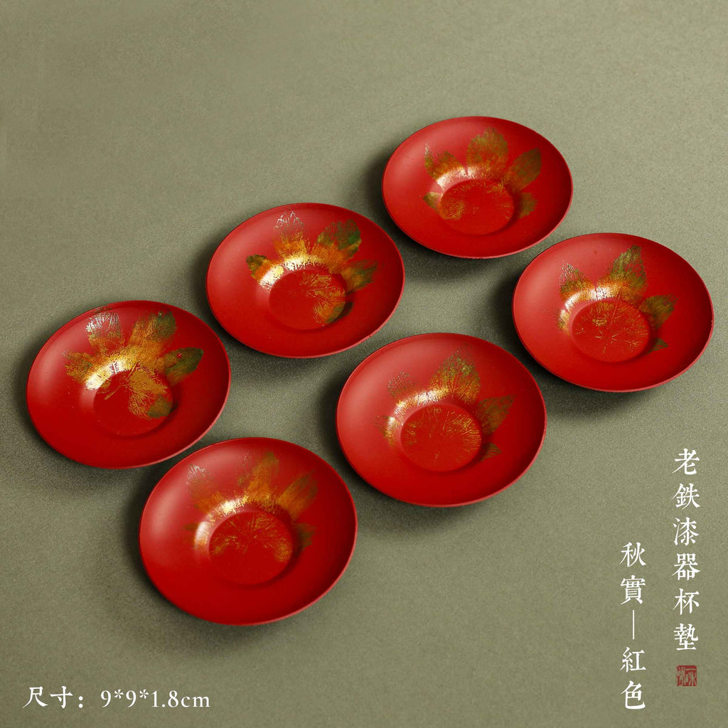 Tea Cup Coaster Set - 彩绘绢本杯垫梅花形