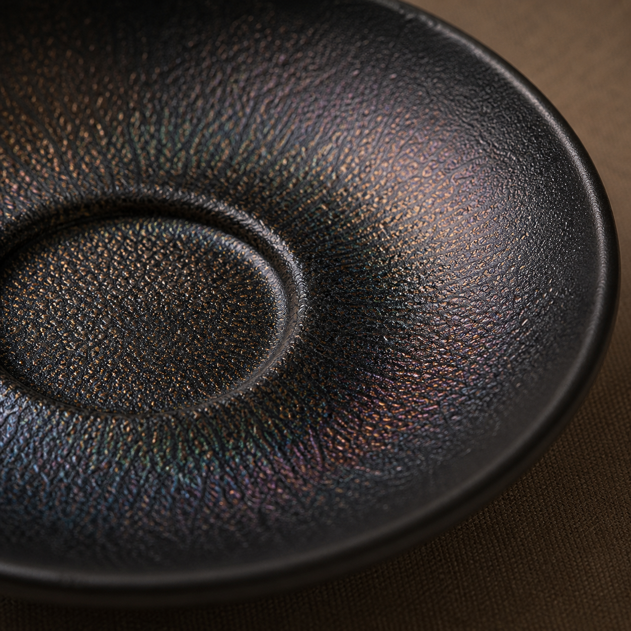 Lacquer Tea Cup Coaster with Cicada Wing Pattern