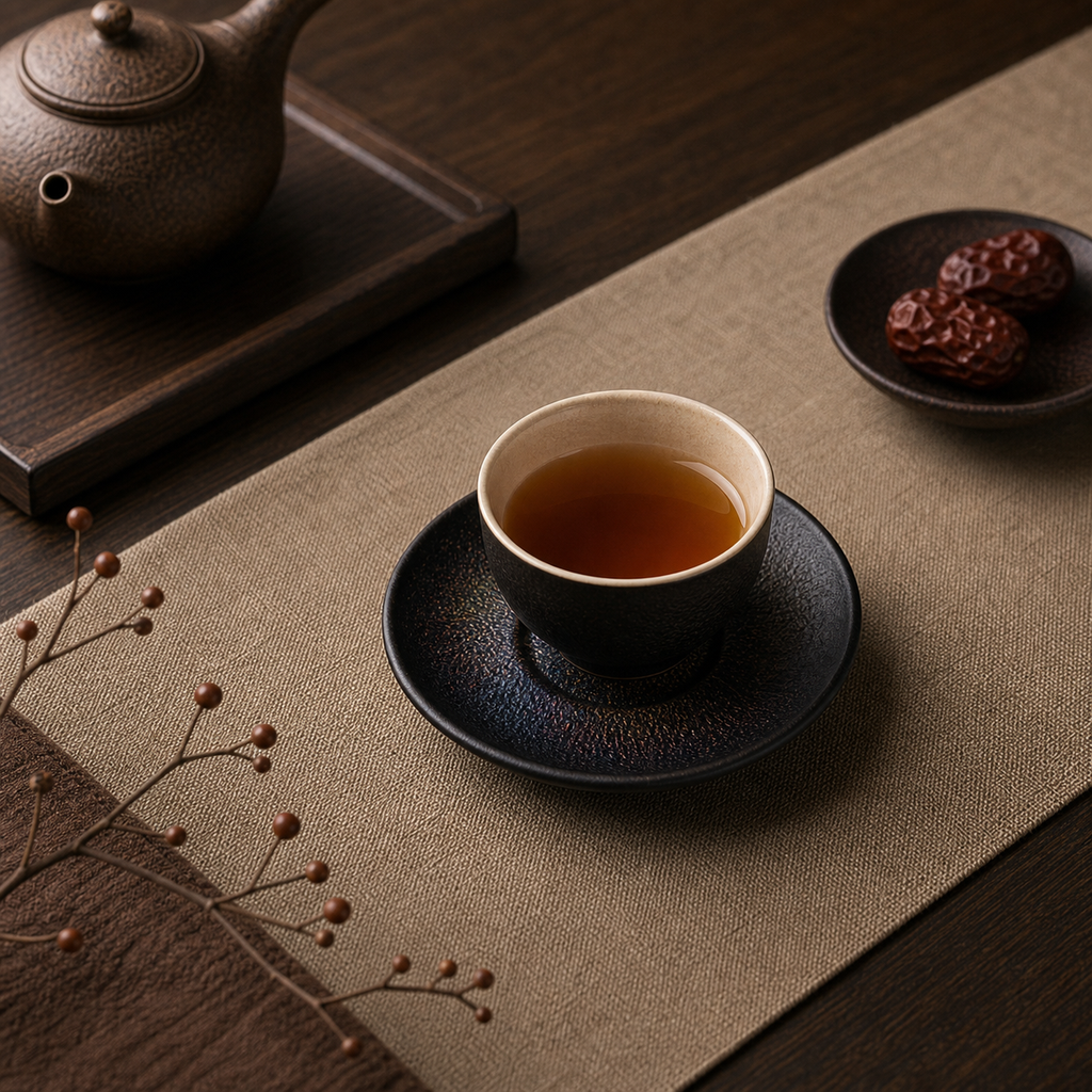 蝉の羽模様入り漆塗り茶托