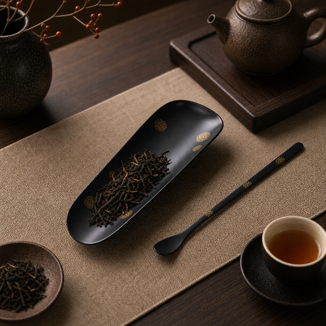 Lacquer Tea Scoop for Chinese Tea Ceremony